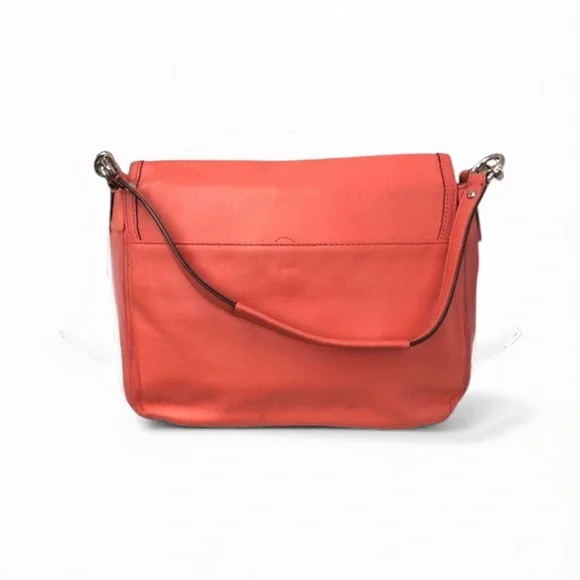Coach Taylor Flap Shoulder Bag Coral Leather Silver Hardware K1394-F27481 EUC